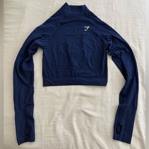 Gymshark Vital Seamless 2.0 High Neck Midi Top - Stellar Blue Mark